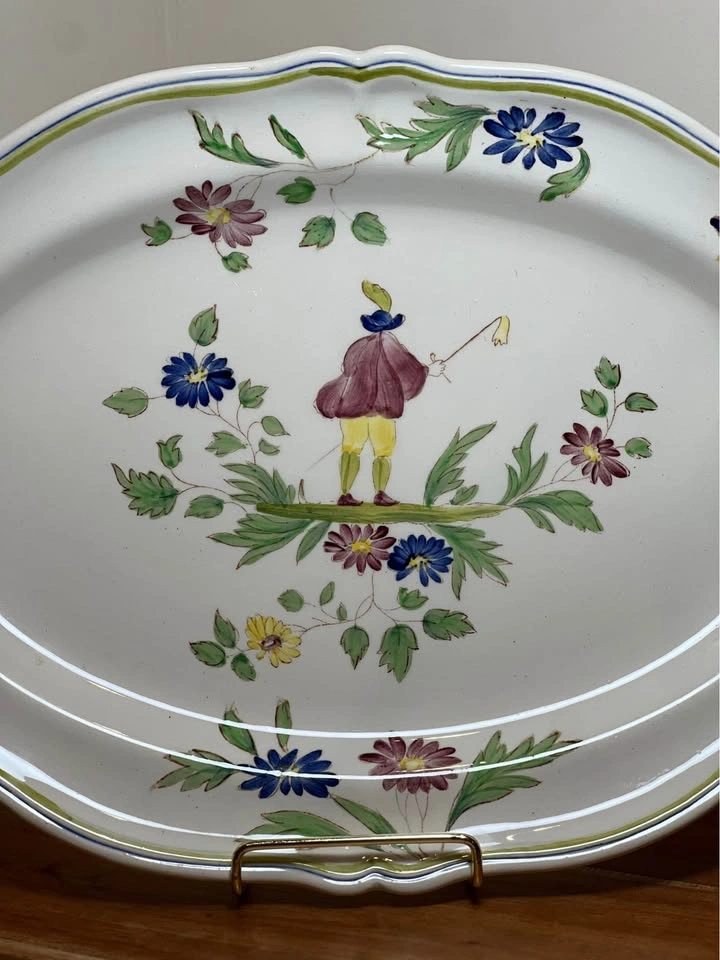 Vintage Longchamp French Faience Moustiers Platter Hand-Painted - photo 2