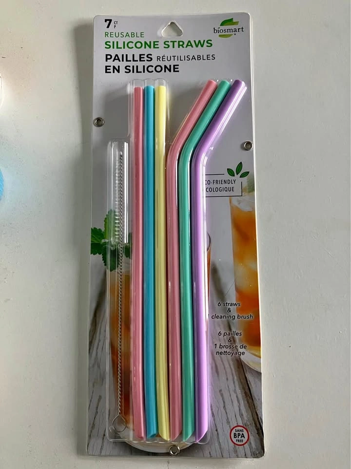 Reusable silicone straws - 6 pack