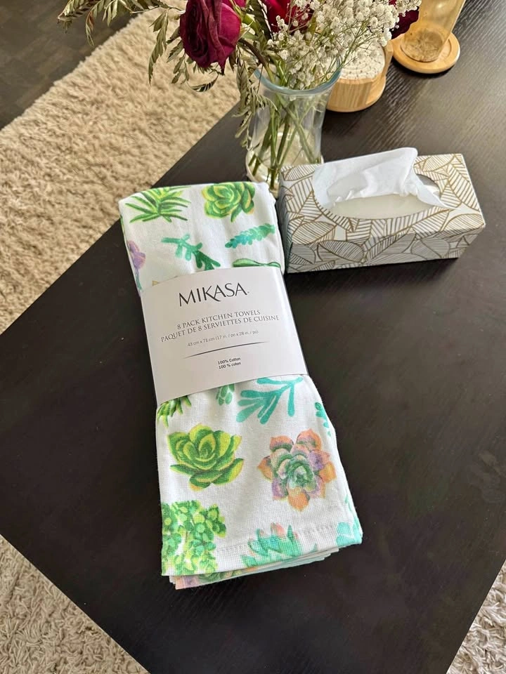 NEW Mikasa 8-Piece 100% Cotton Kitchen Towel Set