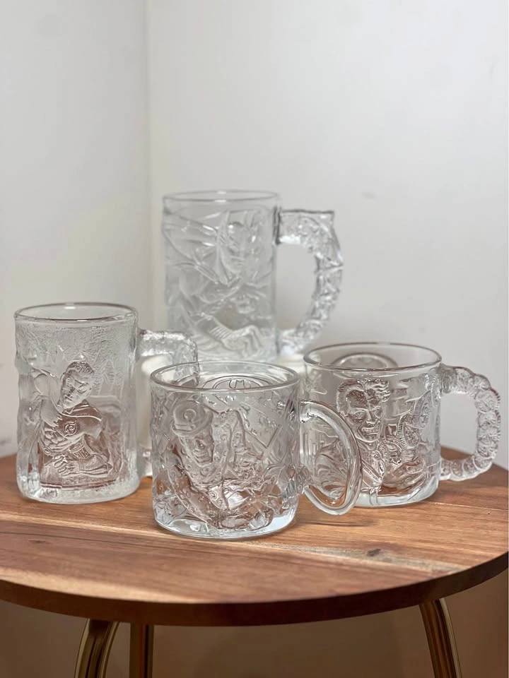1995 McDonald's Batman Forever Clear Glass Mugs – Complete set