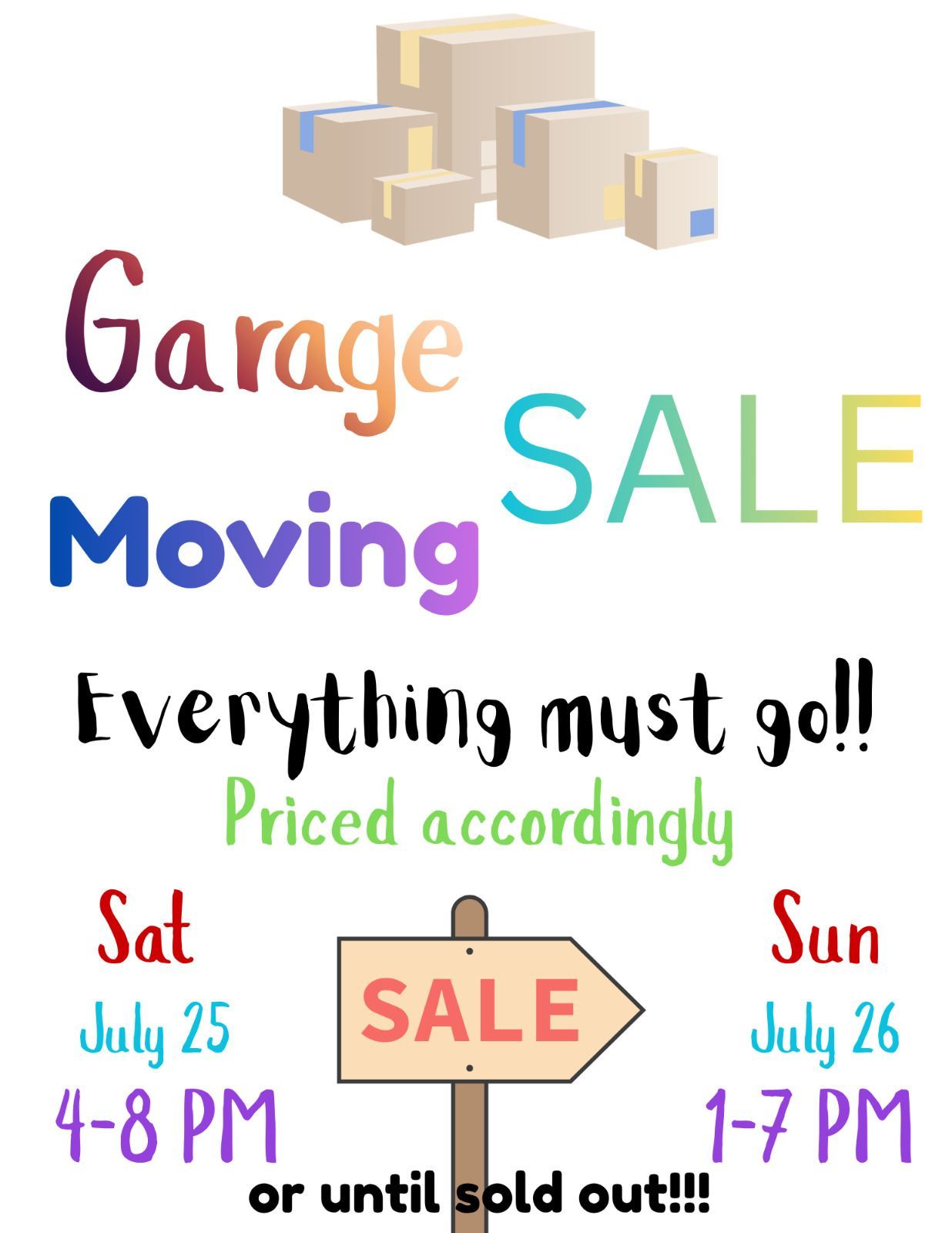 GARAGE MOVING SALE THIS WEEKEND