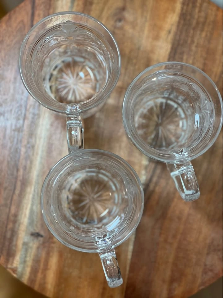 Vintage Crystal Clear Industries Fleur De Lis Glass Mugs 3 pc - photo 4