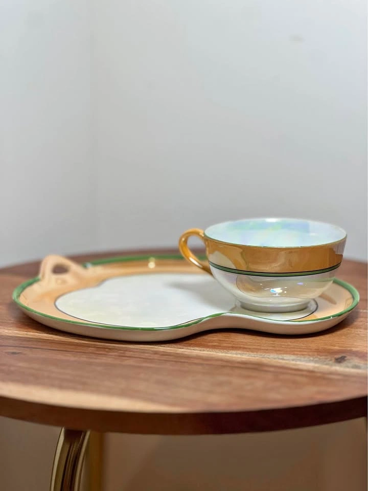 Vintage 1920s Noritake Lusterware Snack Set 4 plates 2 cups