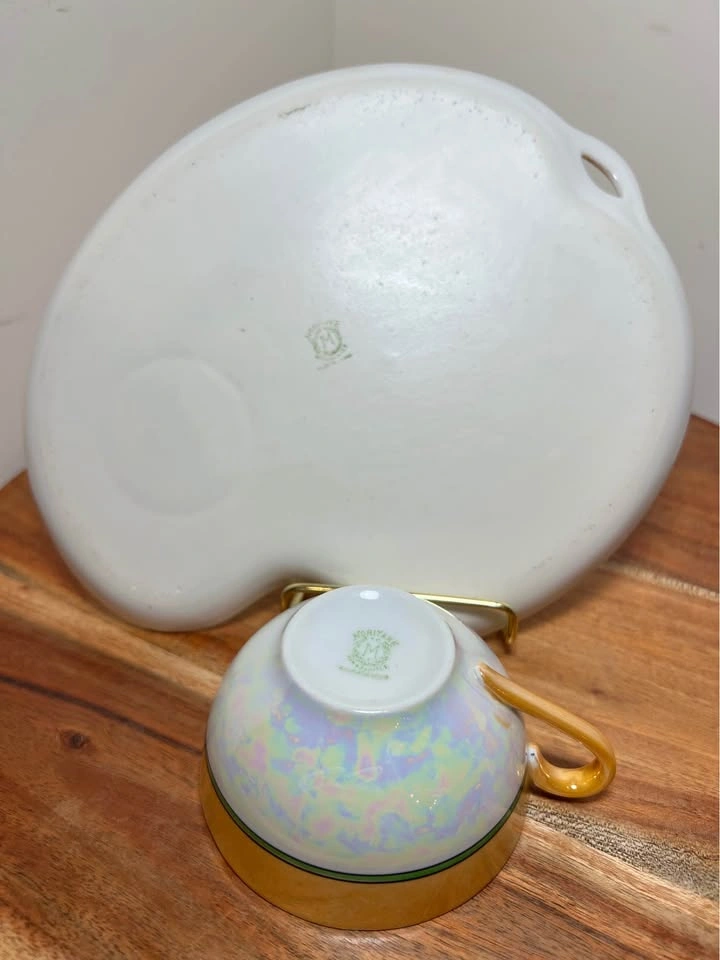 Vintage 1920s Noritake Lusterware Snack Set 4 plates 2 cups - photo 5