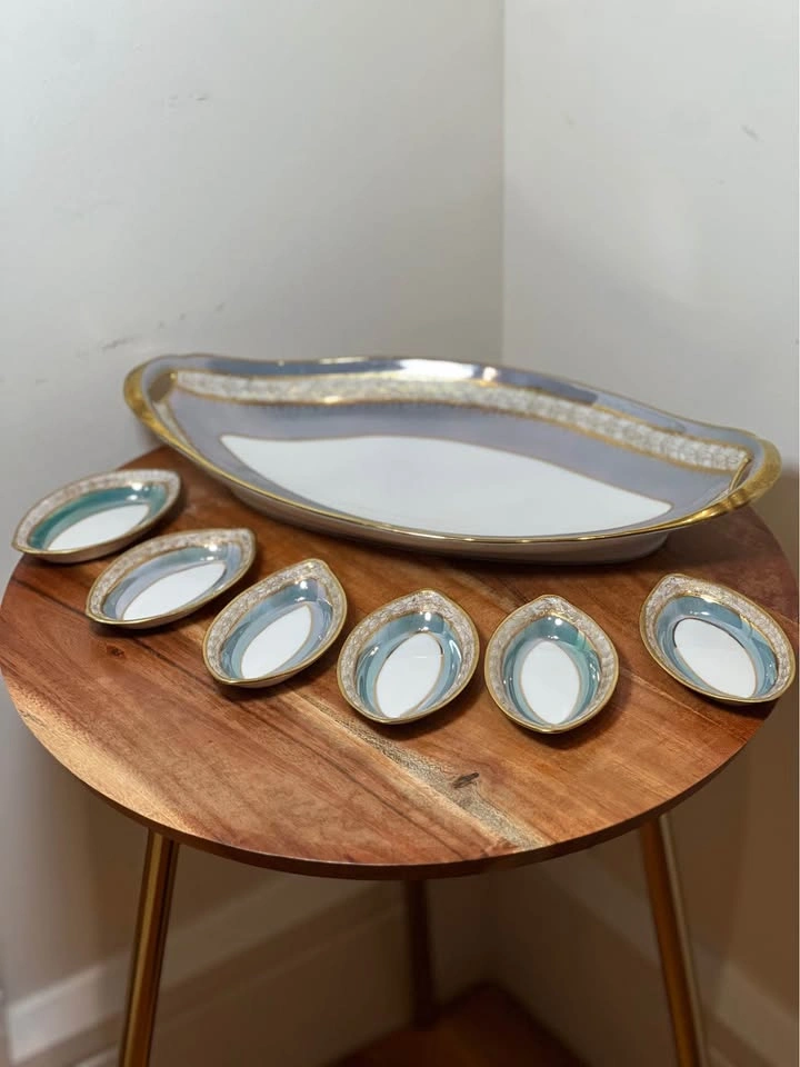Antique Noritake Hand-Painted Master Tray & 6 Dish Set - photo 2