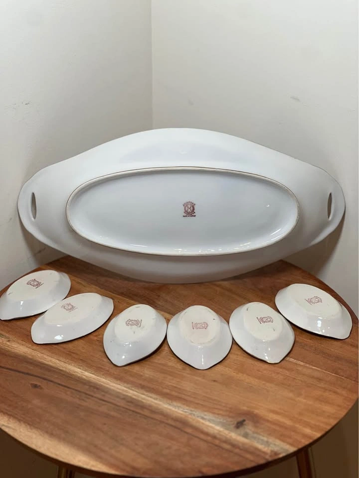 Antique Noritake Hand-Painted Master Tray & 6 Dish Set - photo 5