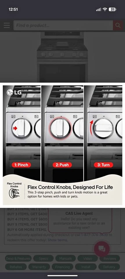 LG 30" Smart Gas Range (LRGN6325X) – Like New – 9 Months Old