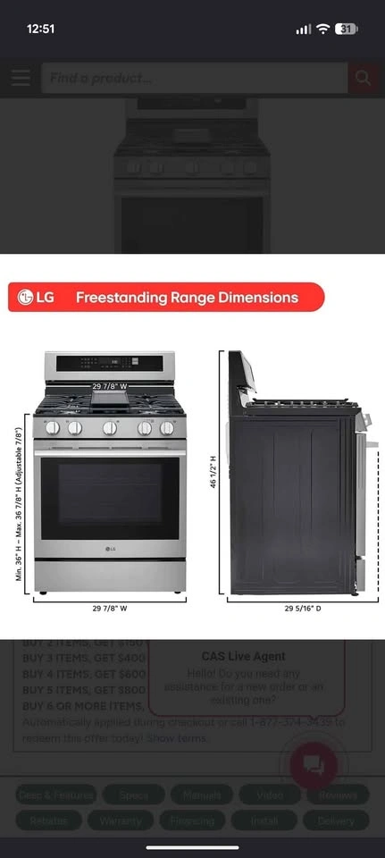 LG 30" Smart Gas Range (LRGN6325X) – Like New – 9 Months Old - photo 3