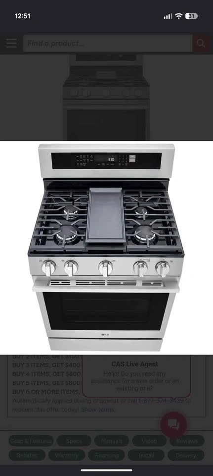 LG 30" Smart Gas Range (LRGN6325X) – Like New – 9 Months Old - photo 5