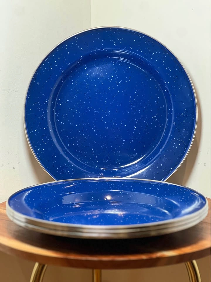 7-Piece Cobalt Blue Speckled Enamelware Camping Set - photo 2