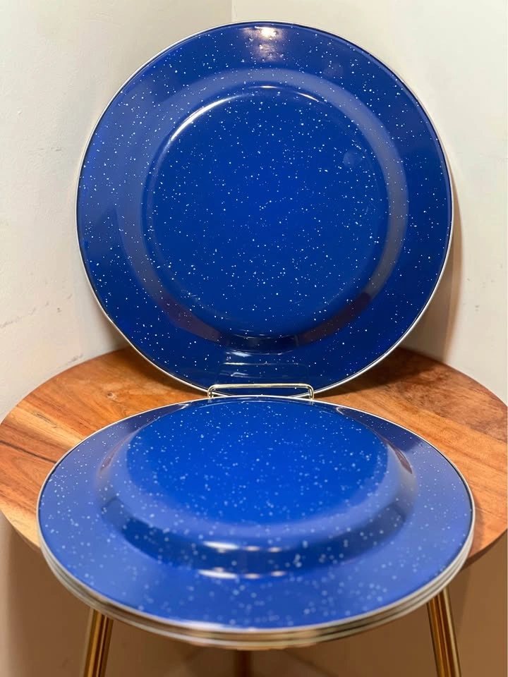 7-Piece Cobalt Blue Speckled Enamelware Camping Set - photo 3