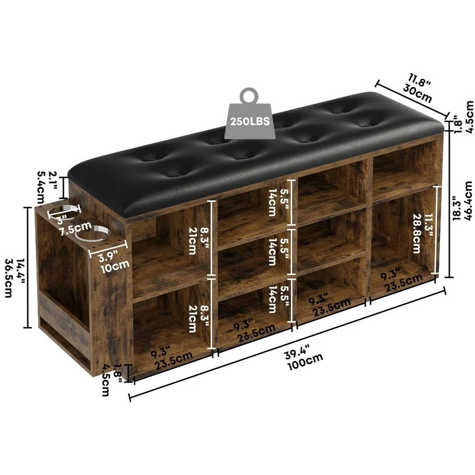 New Shoe Storage Bench with Cushion – Holds 10 Pairs - photo 2