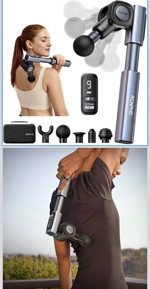RENPHO Foldable 2-in-1 Massage Gun with Extendable Handle