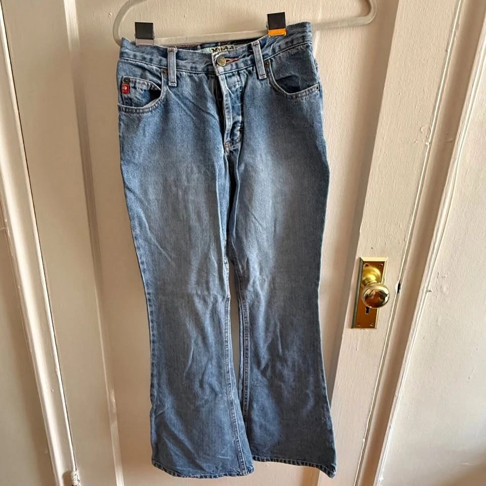 VTG 90s Mudd Flare Jeans Womens Button Fly Medium Wash Denim