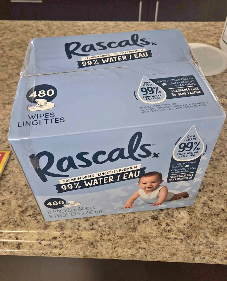 Rascals 99% Water Premium Wipes, Multipack, 480 Count