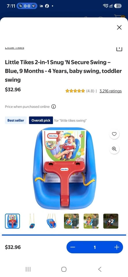 Little Tikes 2-in-1 Snug 'N Secure Swing - Blue - photo 2