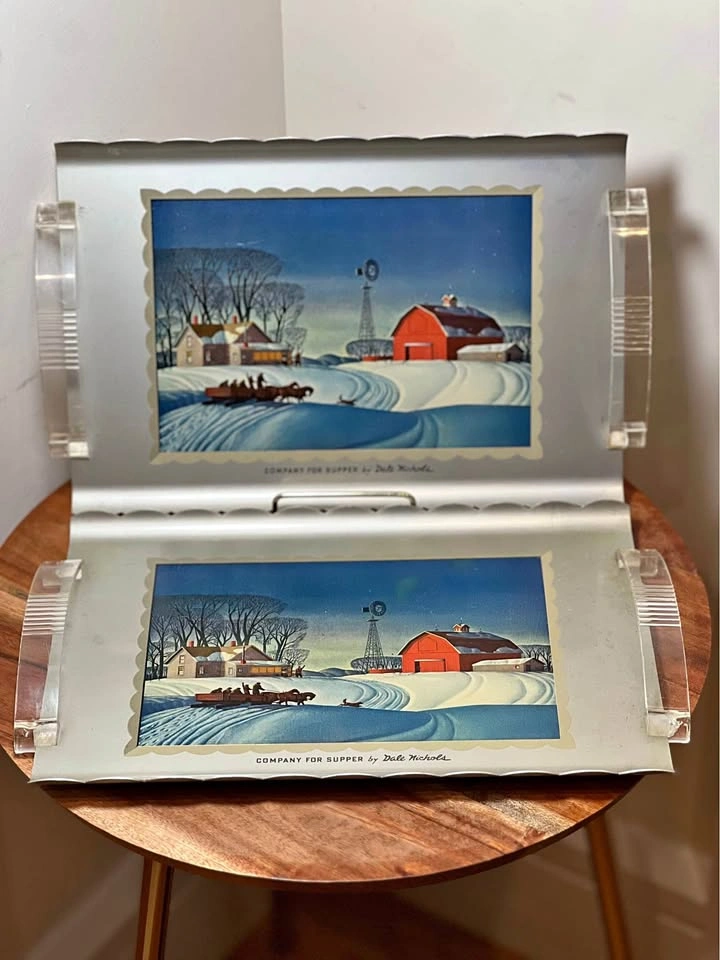 Vintage Dale Nichols 'Company for Supper' Trays - Set of 2