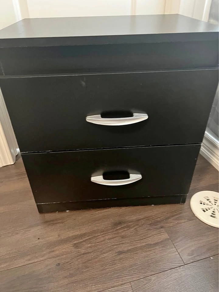 Black Bedside Table with 2 Drawers