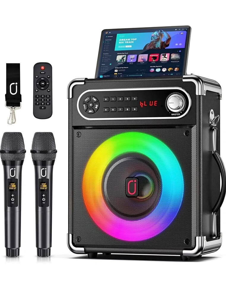 JYX Karaoke Machine with Two Wireless Microphones