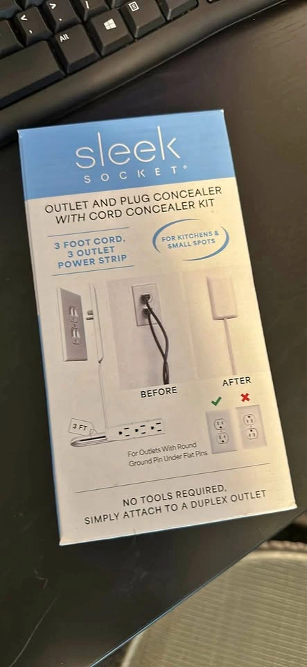 Sleek Socket 3' Ultra-Thin Electrical Outlet Cover with Power St