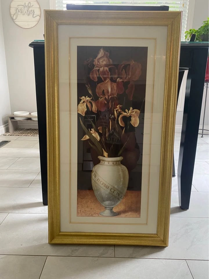Framed Floral Iris Still Life Art 22" - photo 2