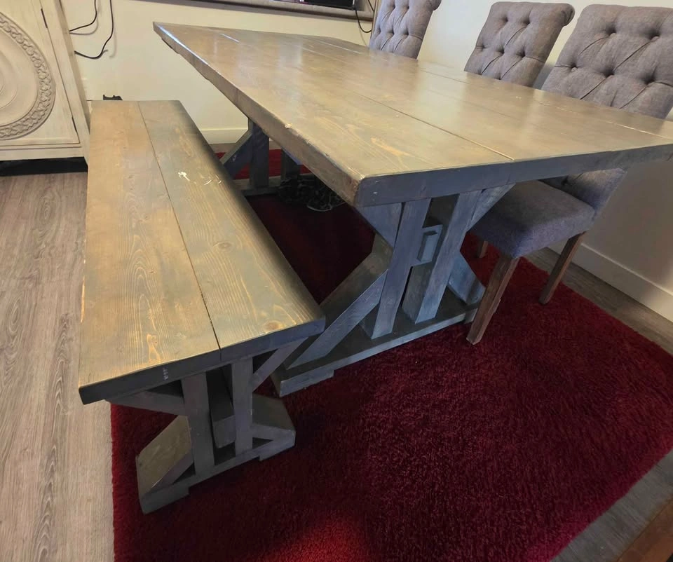 Solid Wood Table and Bench