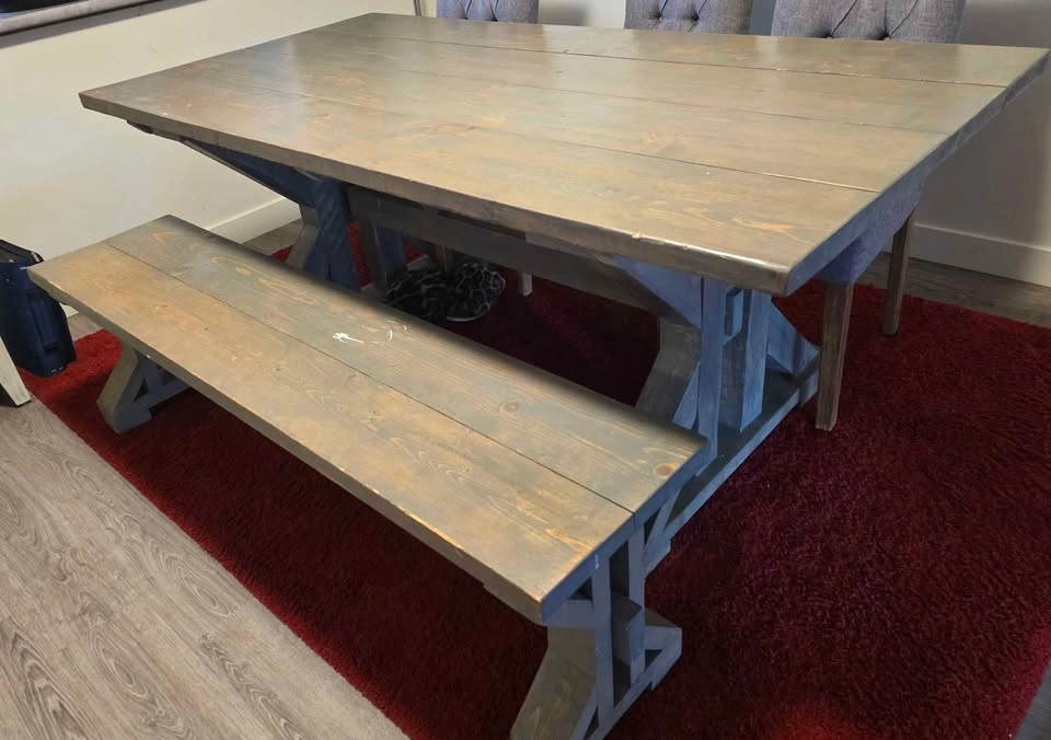 Solid Wood Table and Bench - photo 2