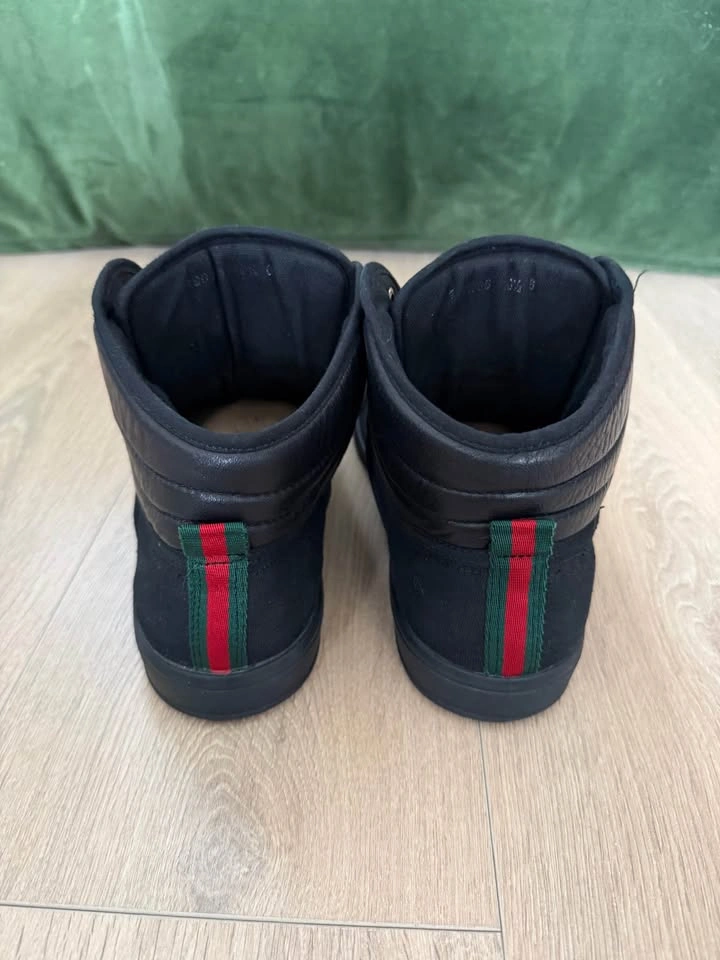 Gucci Men’s High Top Web Black Sneakers - Size 10.5 - photo 5