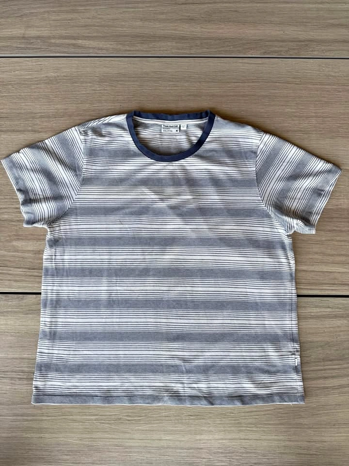 Frank And Oak Organic Cotton Striped T-Shirt Men’s Blue White -