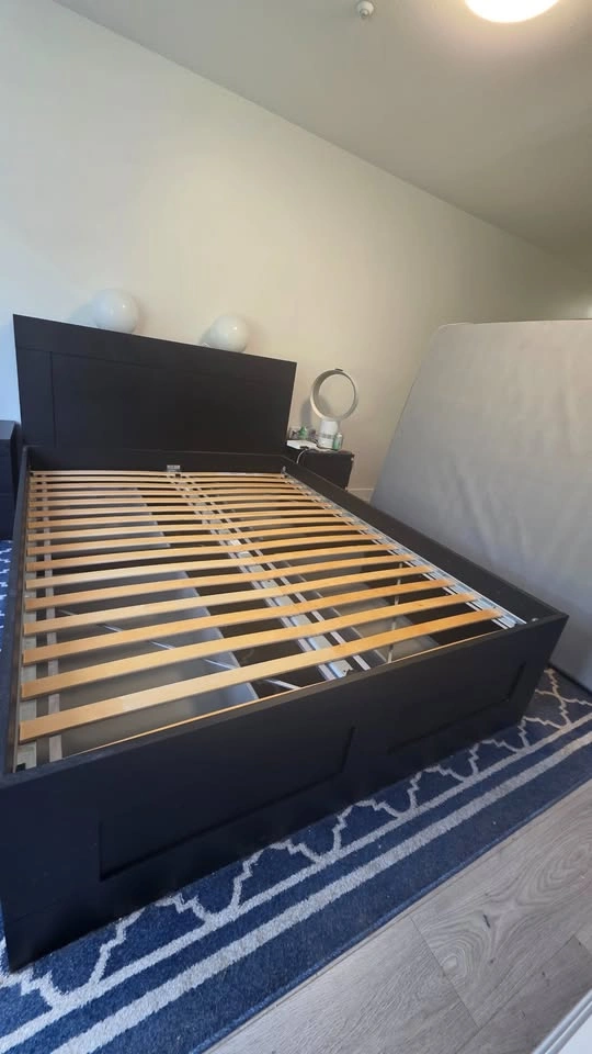 IKEA BRIMNES Queen Bed Frame with Storage and Headboard - photo 2