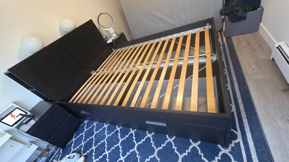 IKEA BRIMNES Queen Bed Frame with Storage and Headboard - photo 4