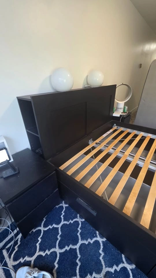 IKEA BRIMNES Queen Bed Frame with Storage and Headboard - photo 5