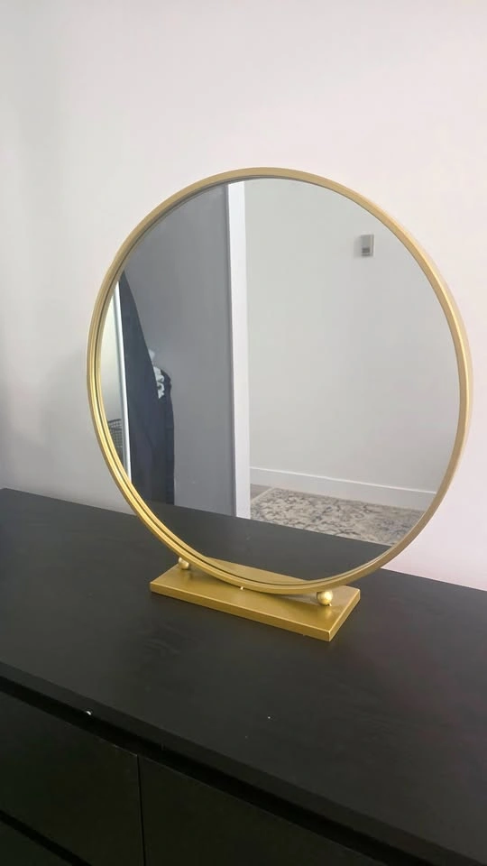 Round Gold Tabletop Mirror - 18 inch