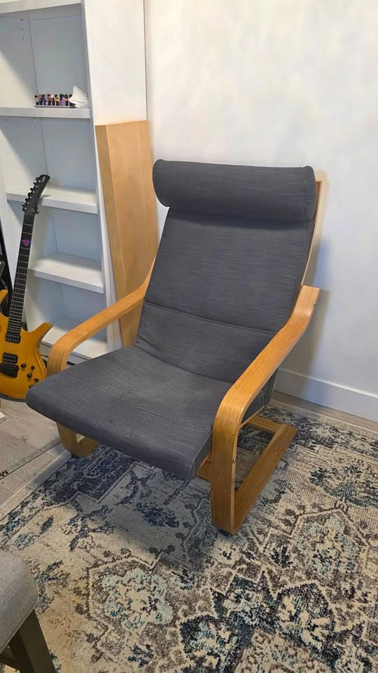 IKEA POÄNG Armchair – Birch Frame with Dark Grey Cushion