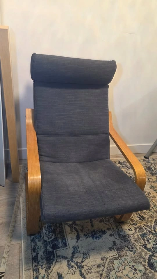 IKEA POÄNG Armchair – Birch Frame with Dark Grey Cushion - photo 4
