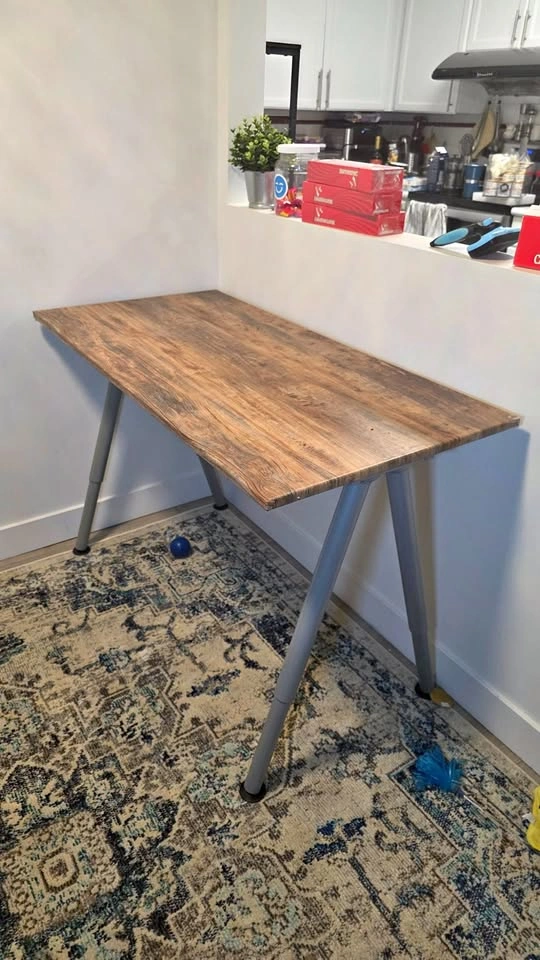 IKEA THYGE Wood-Effect Desk with Adjustable Metal Legs