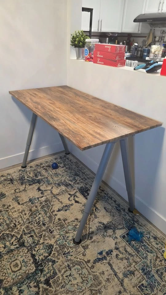 IKEA THYGE Wood-Effect Desk with Adjustable Metal Legs - photo 5