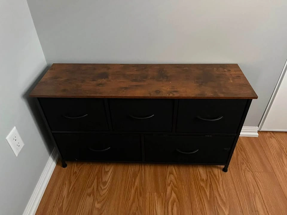 Low 5-Drawer Storage Chest & Organizer (Black/Rustic Brown Top) - photo 2