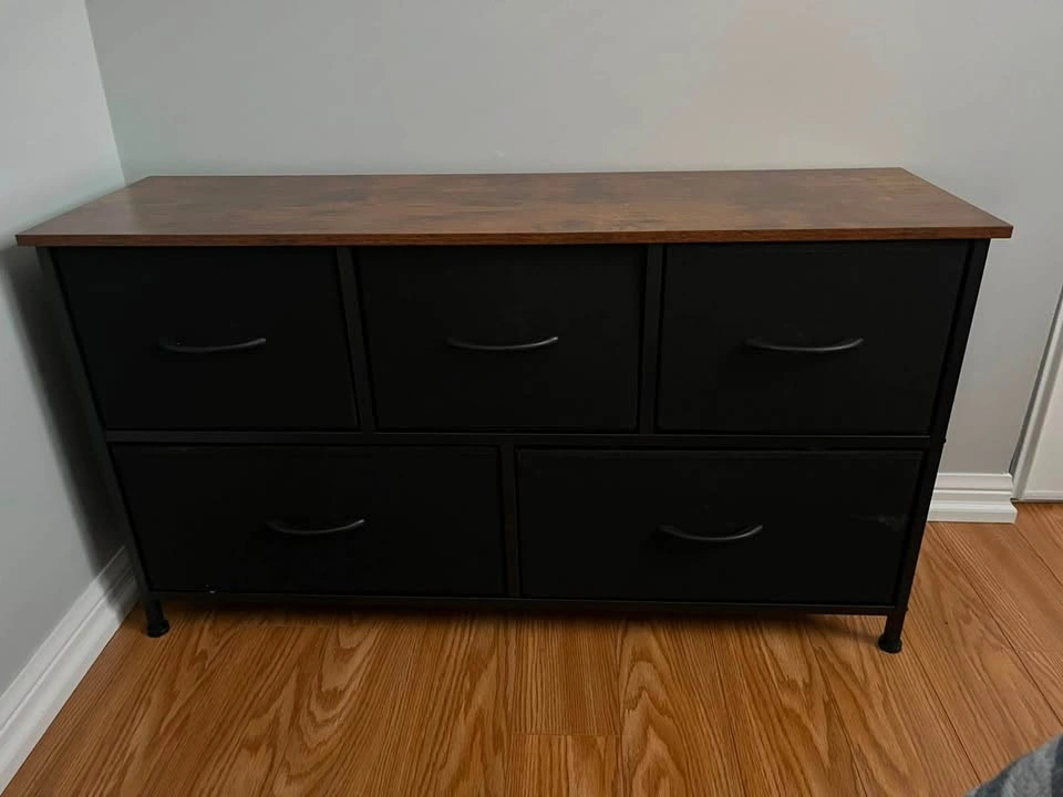 Low 5-Drawer Storage Chest & Organizer (Black/Rustic Brown Top) - photo 3