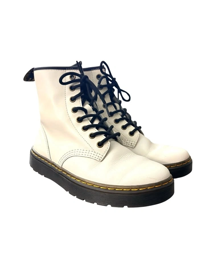 Dr. Martens White Zavala Leather Boots Women's Size 7