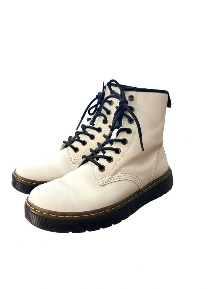 Dr. Martens White Zavala Leather Boots Women's Size 7 - photo 3
