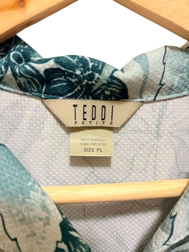Vintage Teddi Petite Women's Floral Short Sleeve Camp Shirt - photo 3