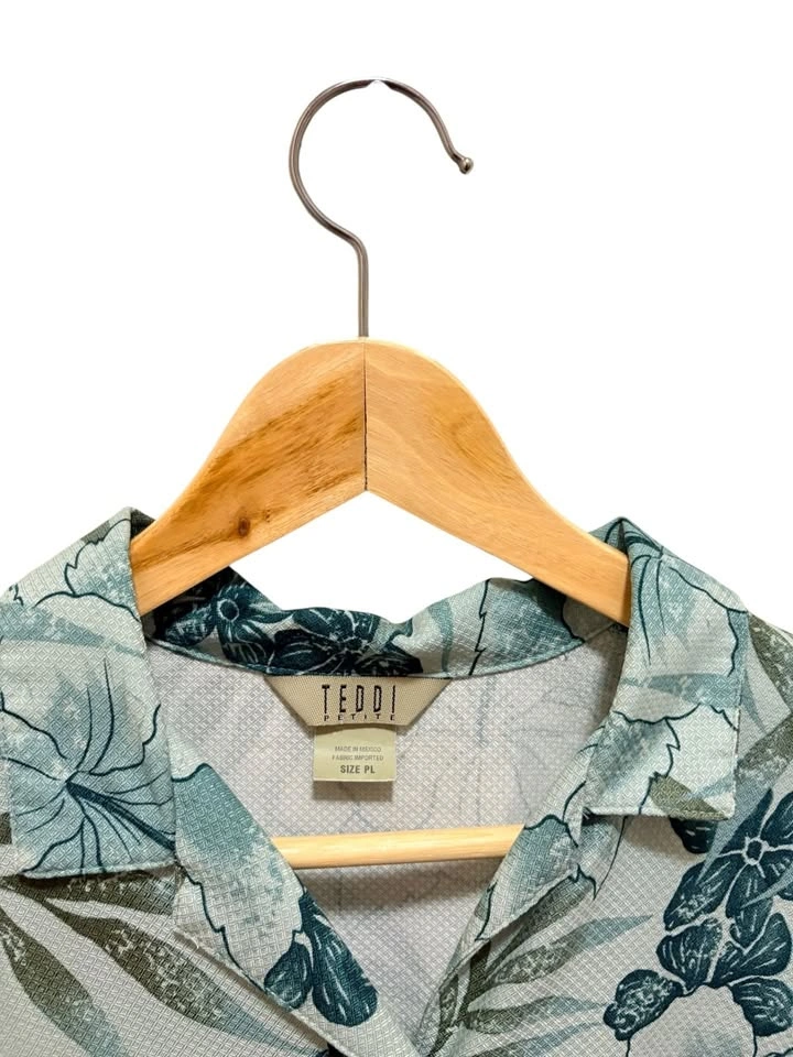 Vintage Teddi Petite Women's Floral Short Sleeve Camp Shirt - photo 4