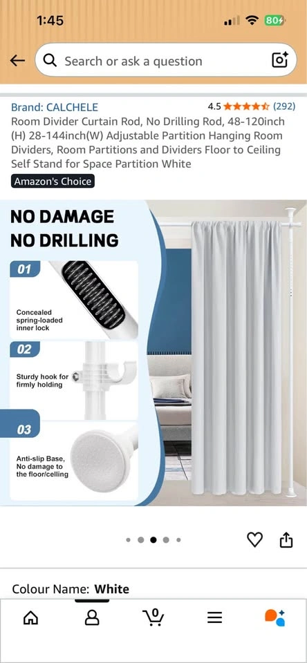 CALCHELE Room Divider Tension Curtain Rod - photo 5