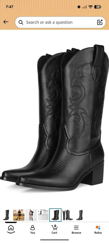 Black Cowboy Boots size 8.5 - photo 5