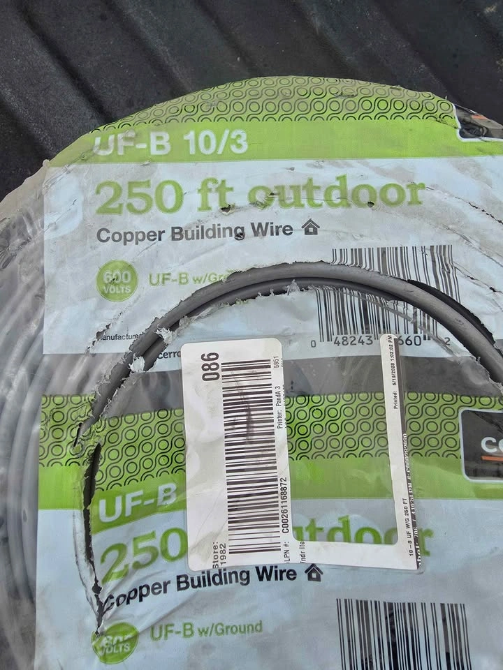 250 ft. 10/3 Gray Solid CU UF-B W/G Wire. Outdoor rated. - photo 2