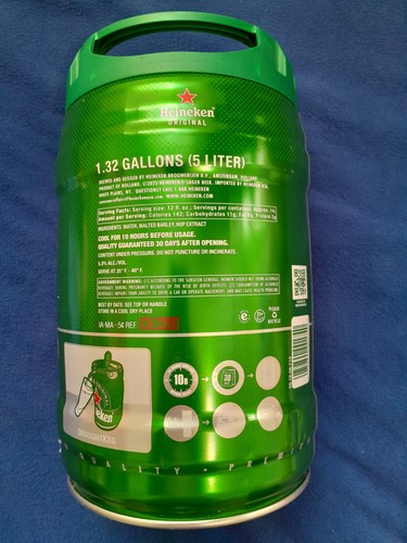 Heineken Mini Keg EMPTY 5L Steel Beer Can Man Cave Decor - photo 2