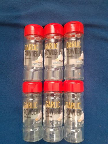 GARLIC POWDER 6 Glass Shaker Bottles EMPTY