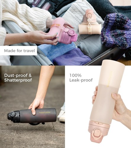 Collapsible Water Bottles 21oz (600mL) Foldable Silicone - photo 3