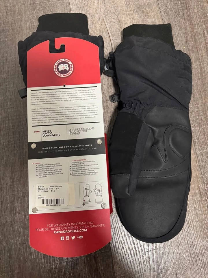 Men CANADA GOOSE Arctic Down Mitt 5158M Black LARGE Winter Glove - photo 3